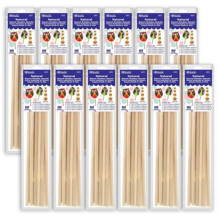 BAZIC PRODUCTS Round Natural Wooden Dowel, 10 Assorted Sizes Per Pack, 120PK 6813